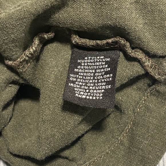 Anthropologie Sanctuary Linen Olive Green Open Front Utility Military Vest - Picture 5 of 5